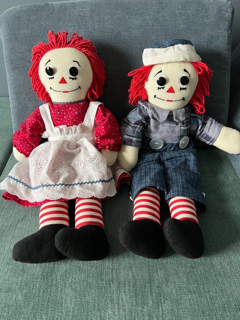 Vintage, Hand-Made Raggedy Ann and Andy Dolls